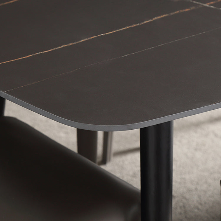 Modern Wood Legs Dinette Set 1/4/6/7 Pieces Rectangle Indoor Dining Table Set in Black