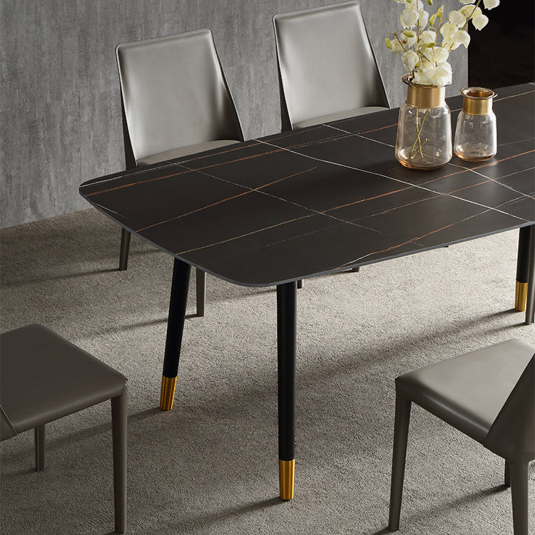 Modern Wood Legs Dinette Set 1/4/6/7 Pieces Rectangle Indoor Dining Table Set in Black