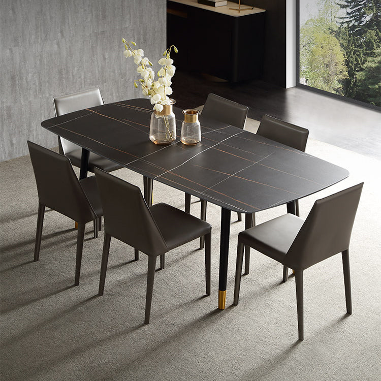 Modern Wood Legs Dinette Set 1/4/6/7 Pieces Rectangle Indoor Dining Table Set in Black