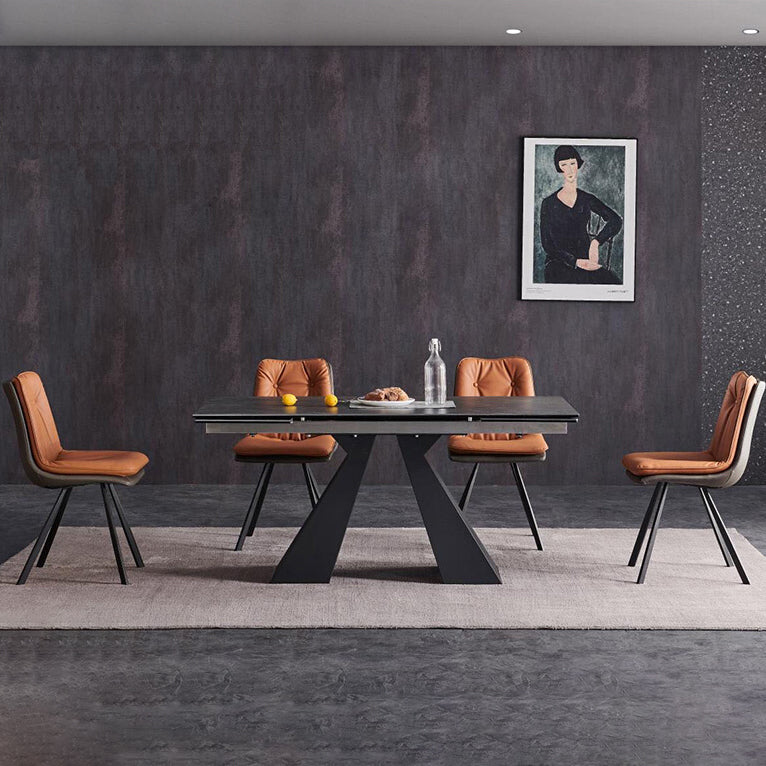 Modern Rectangle Sintered Stone Table Set 1/3/4/5 Pieces Dining Set