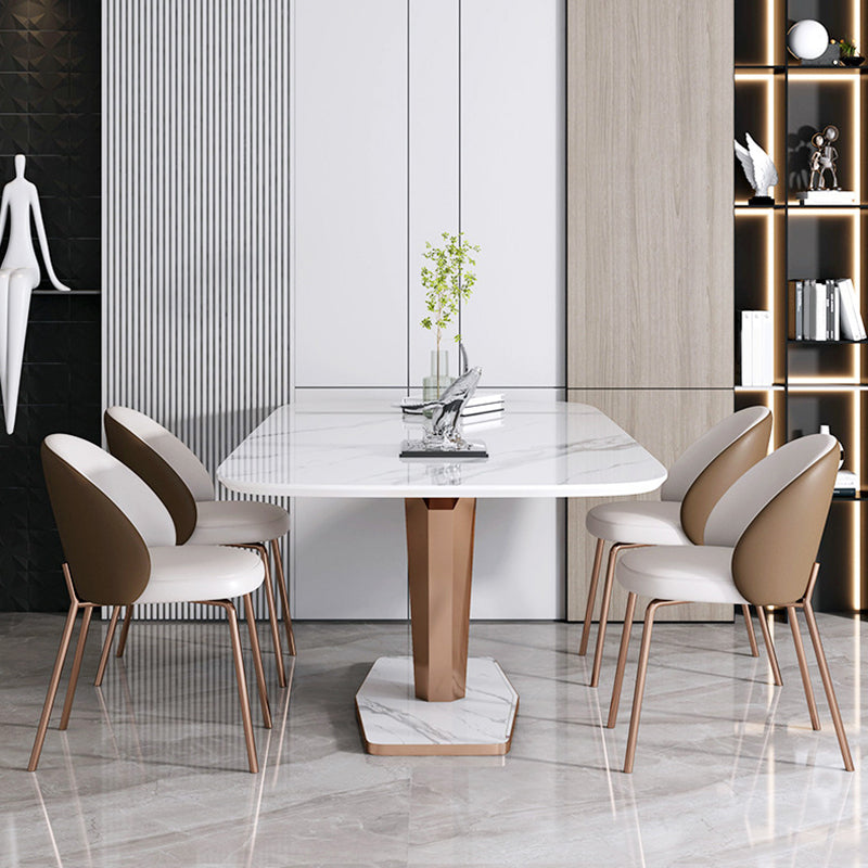 Modern Sintered Stone Dining Table Set 1/2/3/5/7 Pieces Dining Set with Pedestal Base