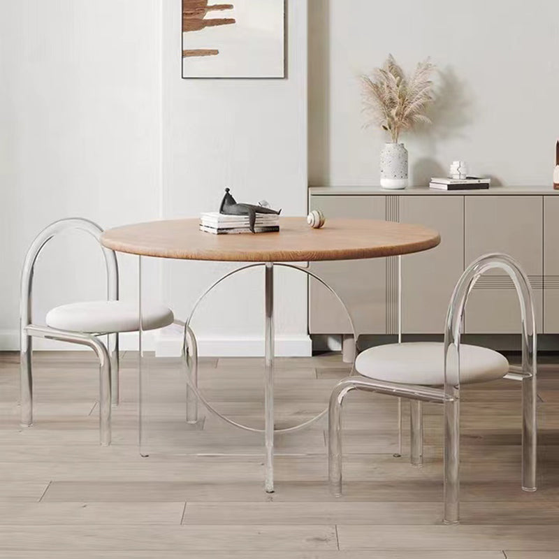 Round Dining Table Set 1/2/3/4 Pcs Acrylic Base Table and Chairs
