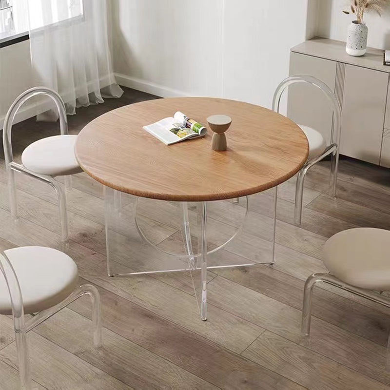 Round Dining Table Set 1/2/3/4 Pcs Acrylic Base Table and Chairs