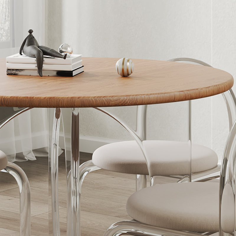 Round Dining Table Set 1/2/3/4 Pcs Acrylic Base Table and Chairs