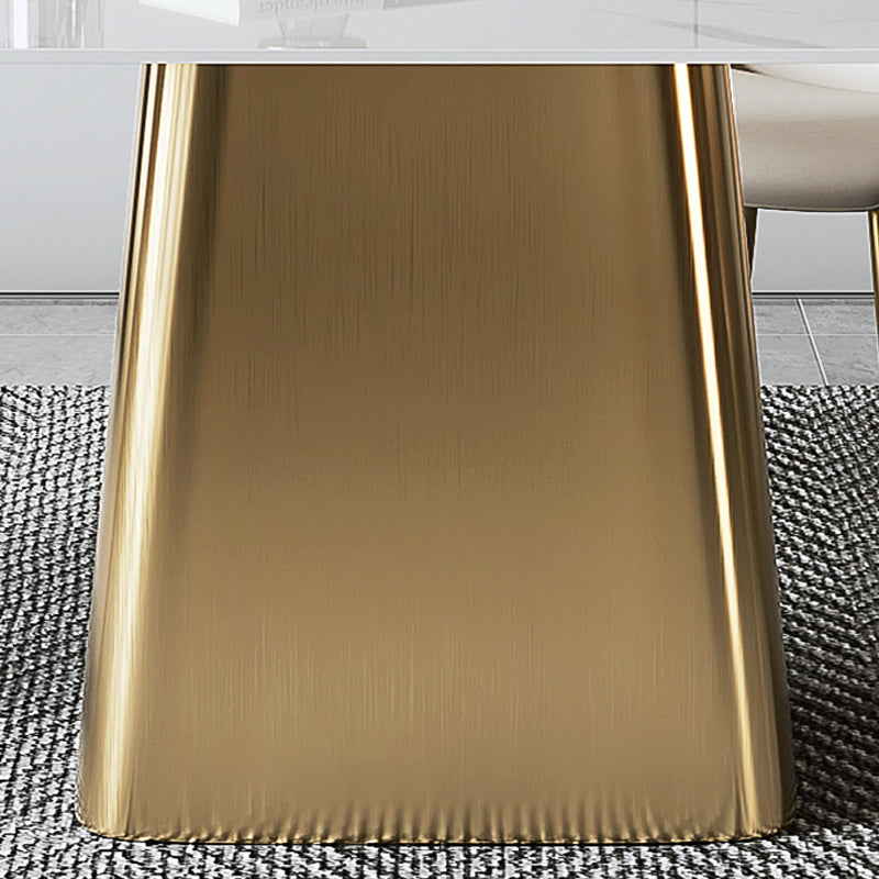 Glam Dining Table Set 1/2/5/7 Pcs Sintered Stone Dining Table with PU Leather Chairs