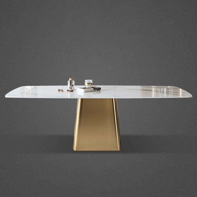 Glam Dining Table Set 1/2/5/7 Pcs Sintered Stone Dining Table with PU Leather Chairs