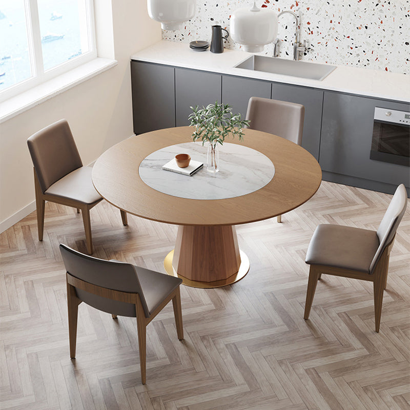 Modern Dining Table Set 1/3/4/5 Pcs Round Solid Wood Dining Table and Chairs