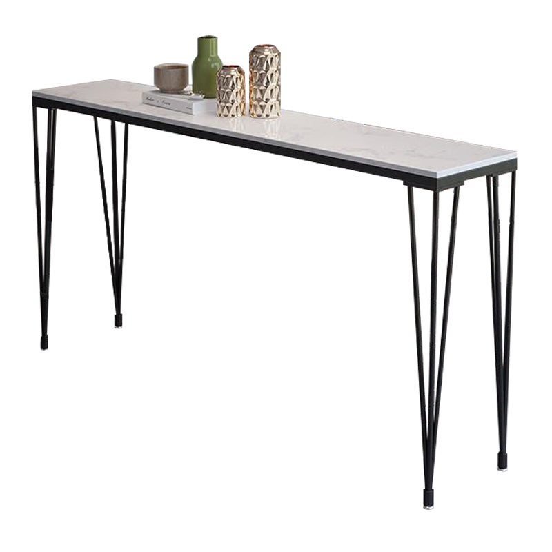 Modern 1/7 Pieces Bar Table Set Rectangle Stone Counter Table with High Stools for Cafe