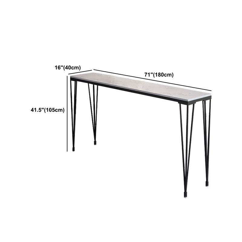 Modern 1/7 Pieces Bar Table Set Rectangle Stone Counter Table with High Stools for Cafe