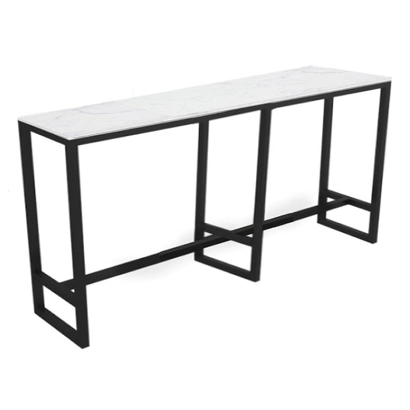 Modern 1/7 Pieces Bar Table Set Rectangle Stone Counter Table with High Stools for Balcony
