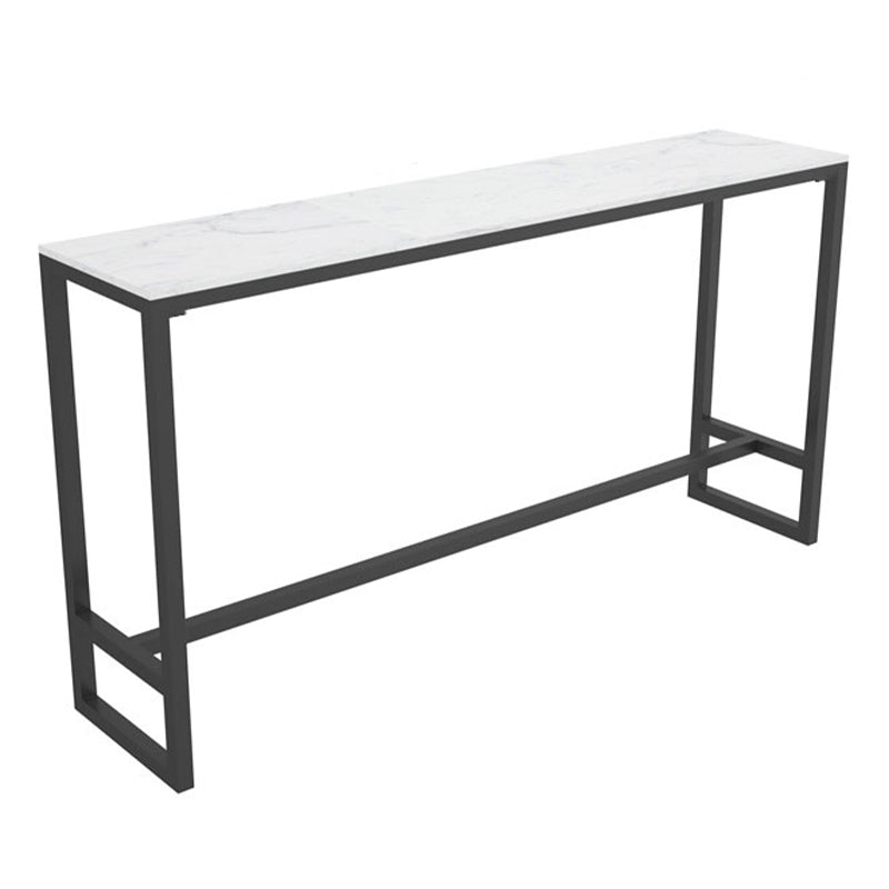 Modern 1/7 Pieces Bar Table Set Rectangle Stone Counter Table with High Stools for Balcony