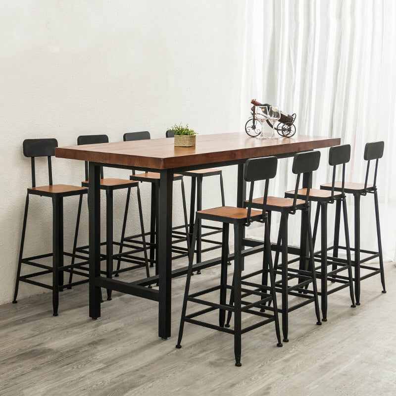 Industrial 1/9 Pieces Bar Table Set Rectangle Pine Wood Counter Table for Cafe