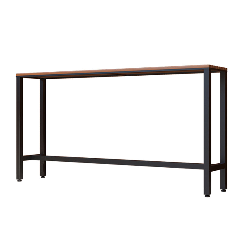 Modern 1/5 Pieces Bar Table Set Rectangle Wood Counter Table with Stools for Courtyard