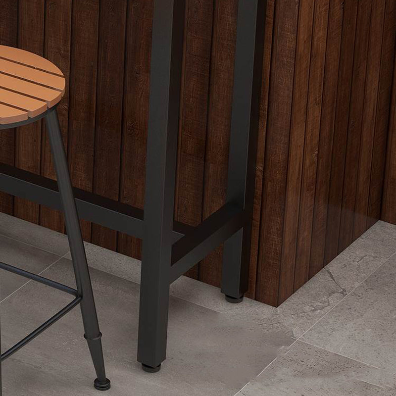 Modern 1/5 Pieces Bar Table Set Rectangle Wood Counter Table with Stools for Courtyard