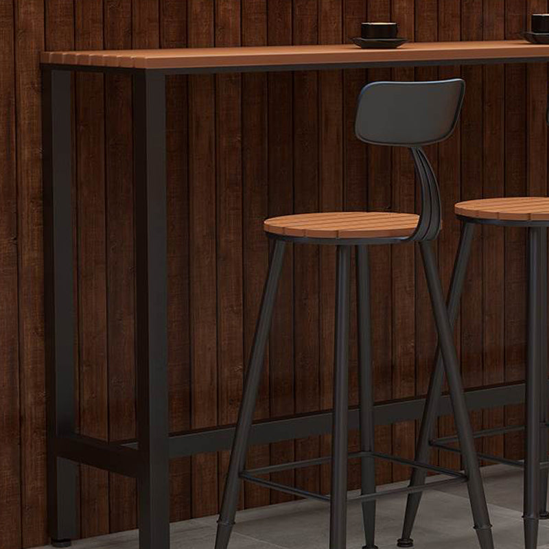Modern 1/5 Pieces Bar Table Set Rectangle Wood Counter Table with Stools for Courtyard