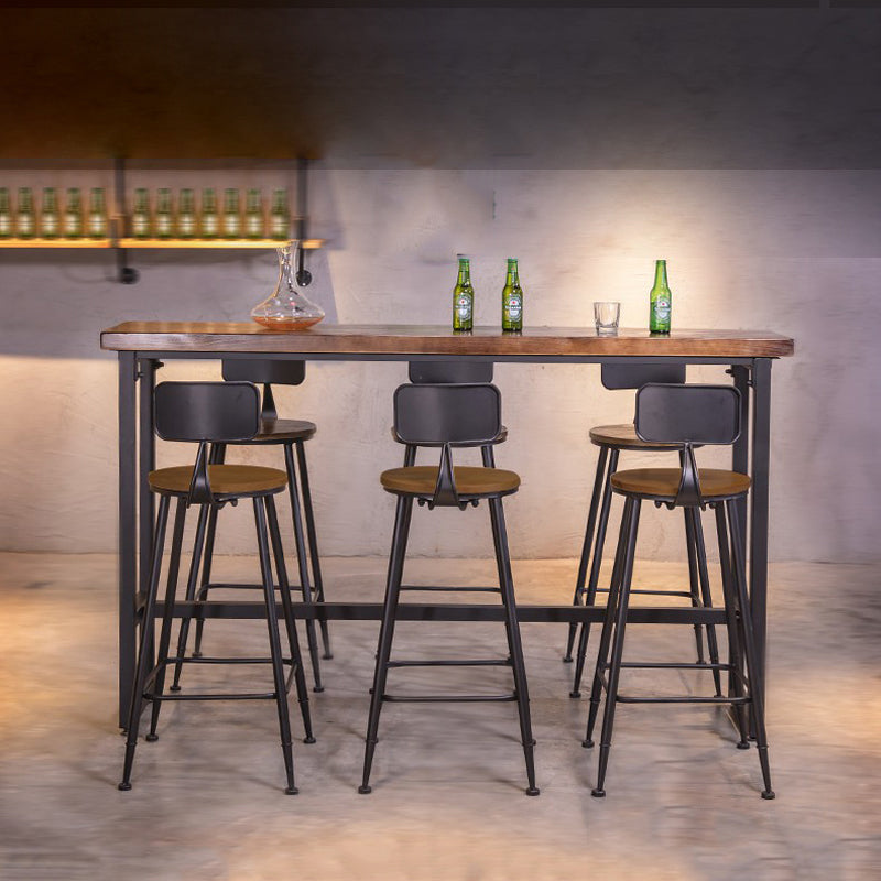 Industrial 1/4/7 Pieces Bar Table Set Rectangle Pine Wood Counter Table for Cafe