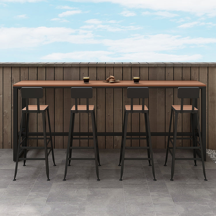 Modern 1/5 Pieces Bar Table Set Rectangle Plastic Wood Counter Table for Courtyard