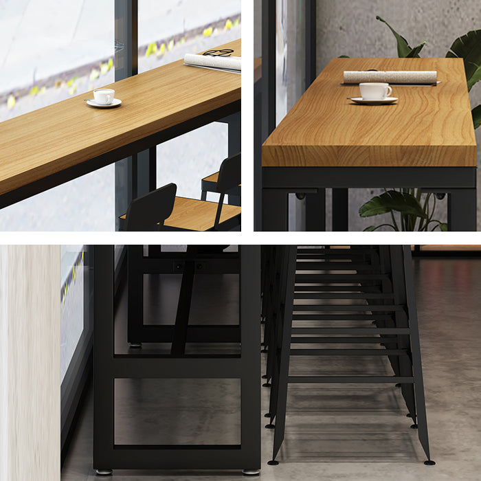 Industrial 1/7/12 Pieces Bar Table Set Rectangle Pine Wood Counter Table with High Stools