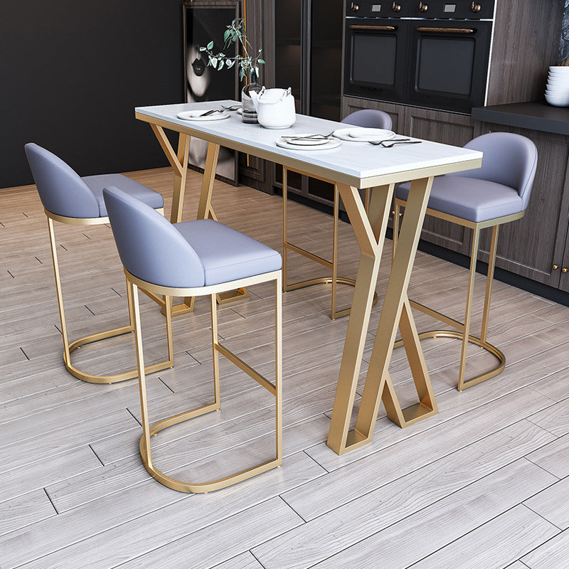 Contemporary 1/2/3/5/7 Pieces Bar Table Set Rectangle Stone Bar Table with Bar Stool