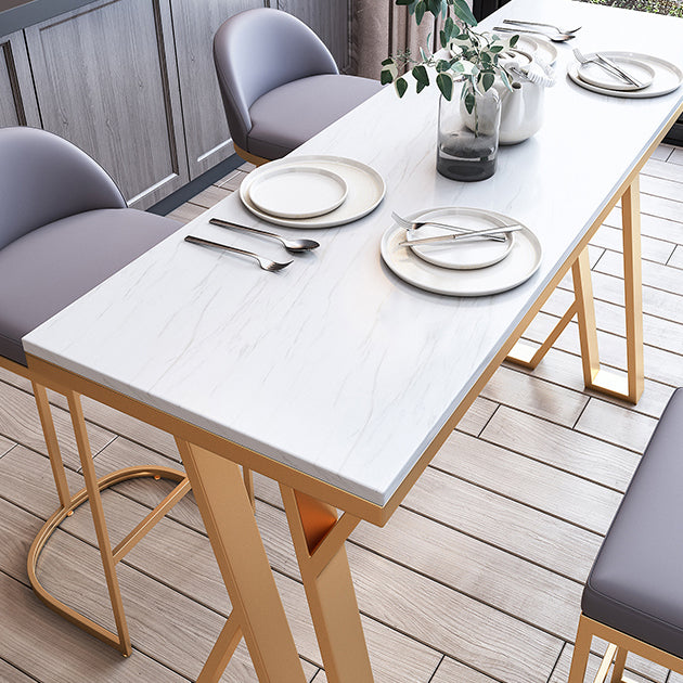 Contemporary 1/2/3/5/7 Pieces Bar Table Set Rectangle Stone Bar Table with Bar Stool