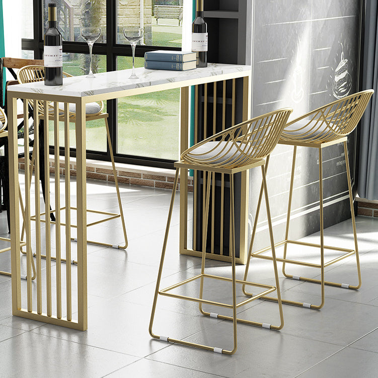 Glam Rectangle Bar Table Set 1/2/5 Pieces Stone Bar Table with High Stools