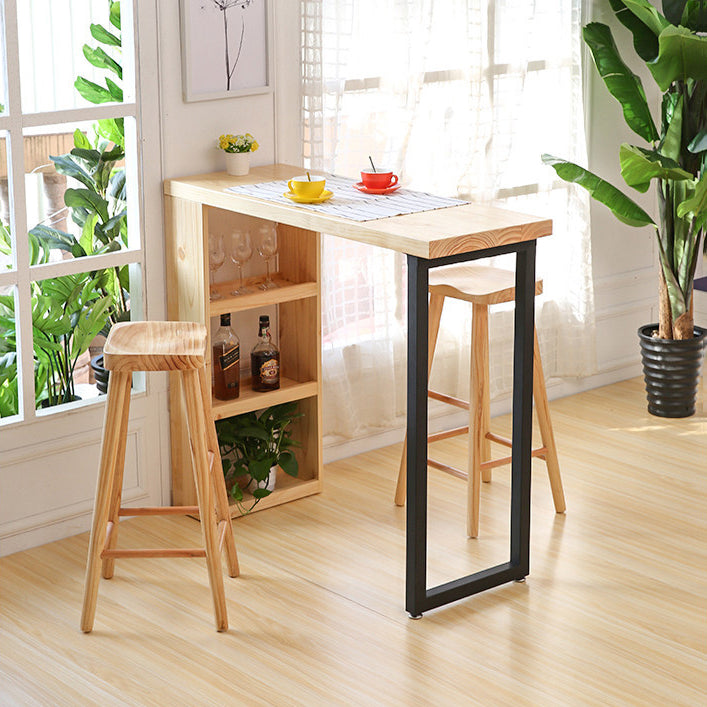 Glam 1/2/3 Pieces Bar Table Set Rectangle Bar Table with Wooden High Stools