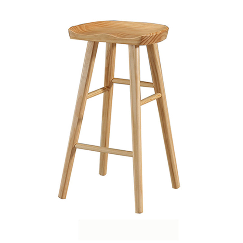 Modern Backless Counter Stool Armless Solid Wood Footrest Bar Stool