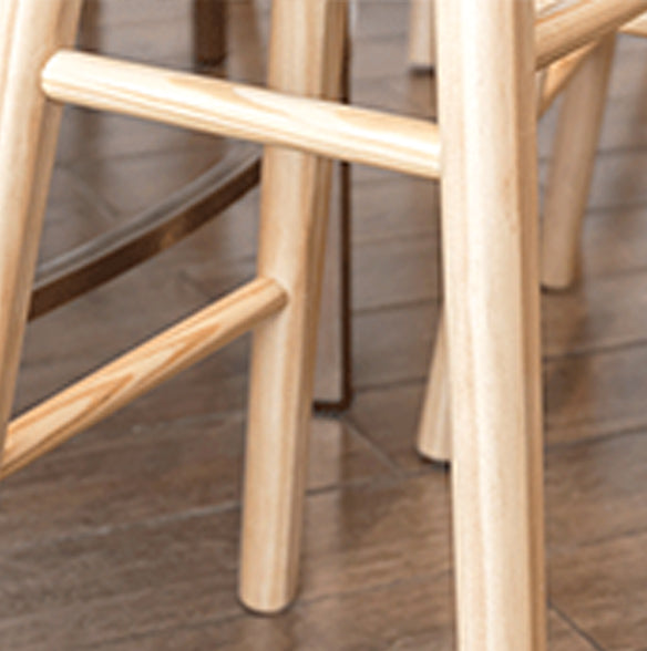 Modern Backless Counter Stool Armless Solid Wood Footrest Bar Stool