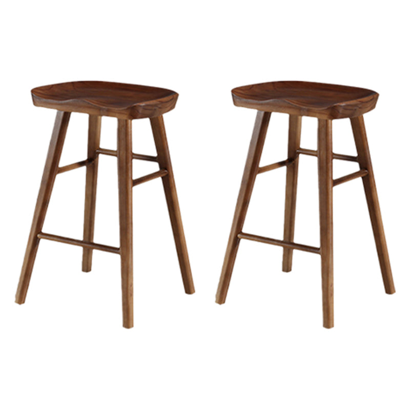 Modern Backless Counter Stool Armless Solid Wood Footrest Bar Stool