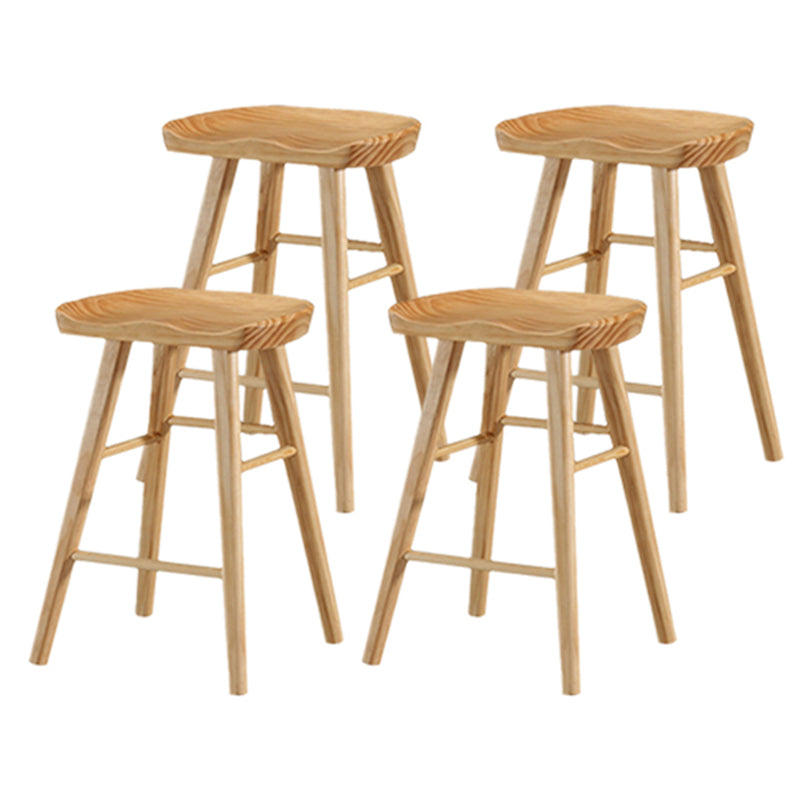 Modern Backless Counter Stool Armless Solid Wood Footrest Bar Stool