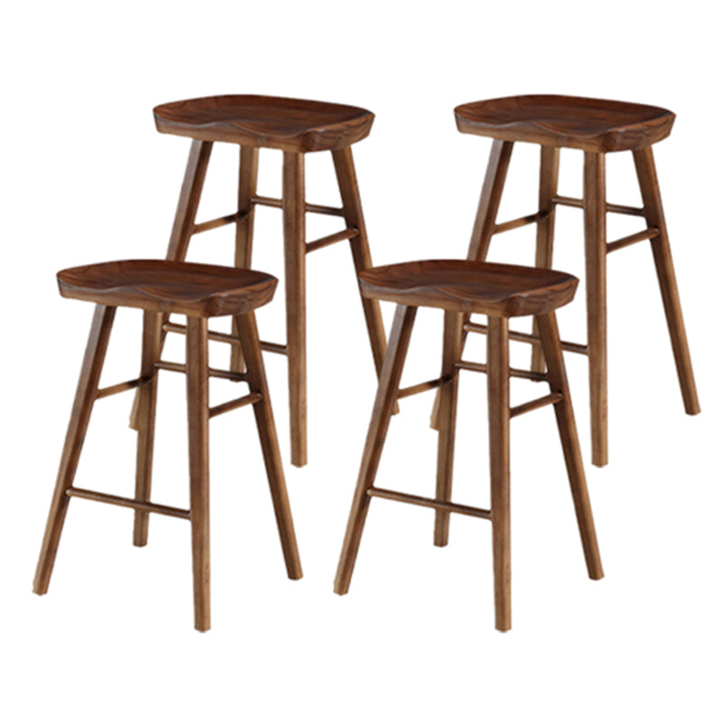 Modern Backless Counter Stool Armless Solid Wood Footrest Bar Stool