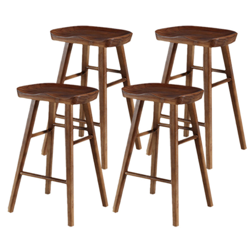 Modern Backless Counter Stool Armless Solid Wood Footrest Bar Stool