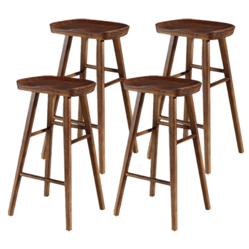 Modern Backless Counter Stool Armless Solid Wood Footrest Bar Stool