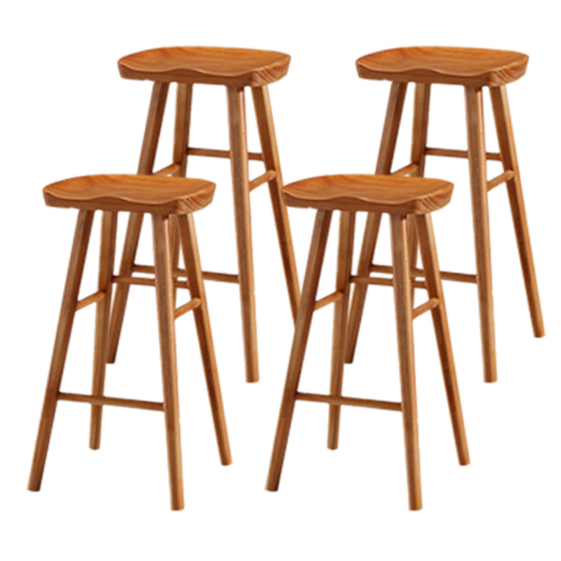 Modern Backless Counter Stool Armless Solid Wood Footrest Bar Stool
