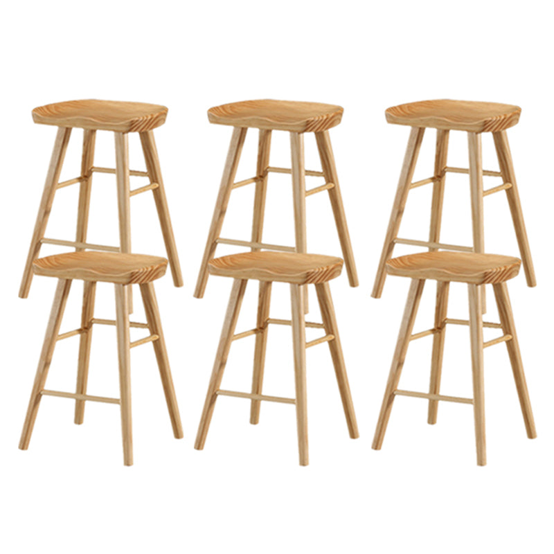 Modern Backless Counter Stool Armless Solid Wood Footrest Bar Stool