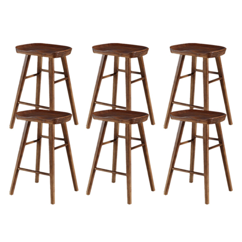 Modern Backless Counter Stool Armless Solid Wood Footrest Bar Stool