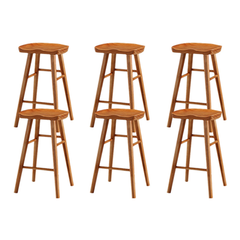 Modern Backless Counter Stool Armless Solid Wood Footrest Bar Stool