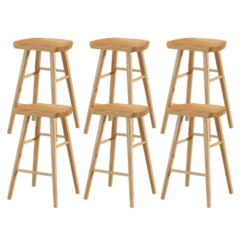 Modern Backless Counter Stool Armless Solid Wood Footrest Bar Stool