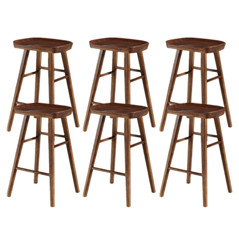 Modern Backless Counter Stool Armless Solid Wood Footrest Bar Stool
