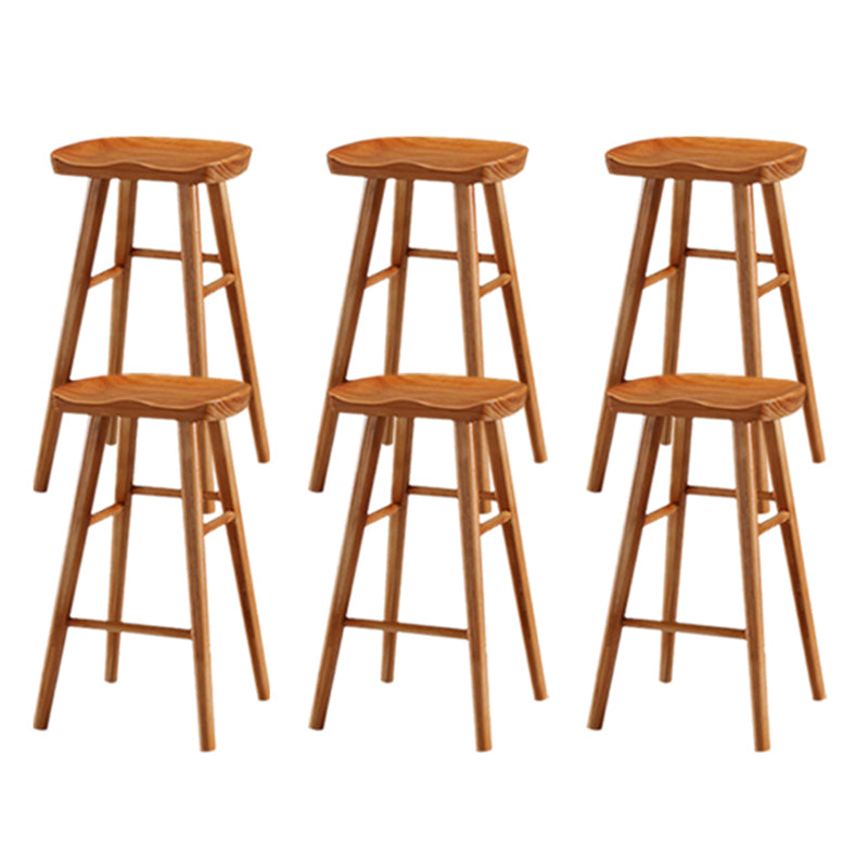 Modern Backless Counter Stool Armless Solid Wood Footrest Bar Stool