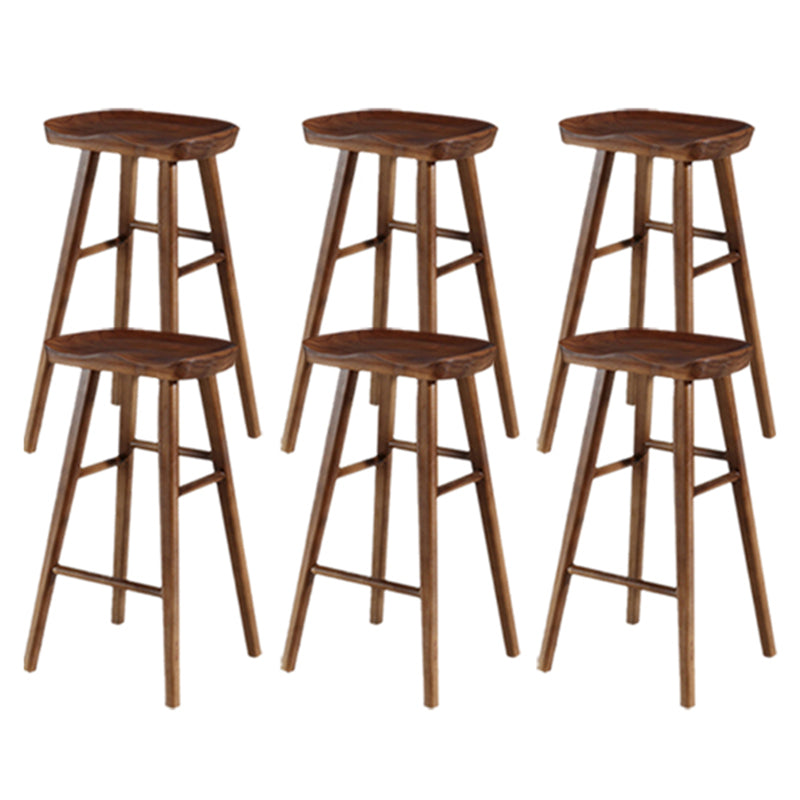 Modern Backless Counter Stool Armless Solid Wood Footrest Bar Stool