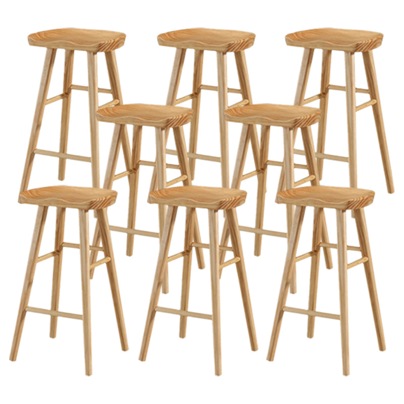 Modern Backless Counter Stool Armless Solid Wood Footrest Bar Stool