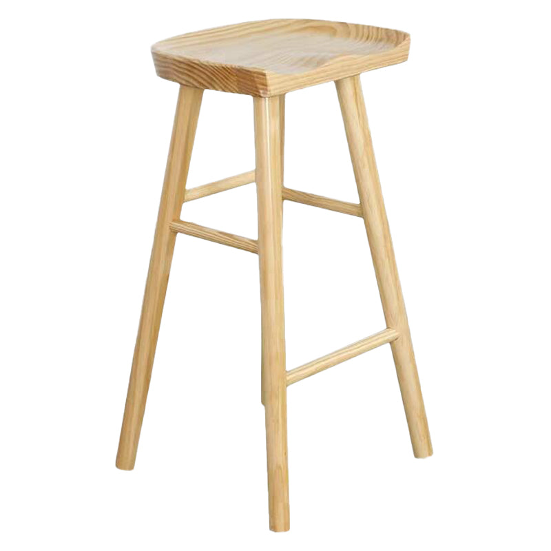 Armless Saddle Seat Counter Stool Modern Solid Wood Footrest Bar Chair