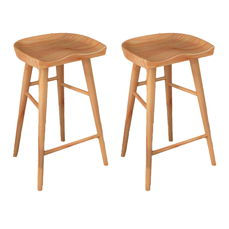 Armless Saddle Seat Counter Stool Modern Solid Wood Footrest Bar Chair