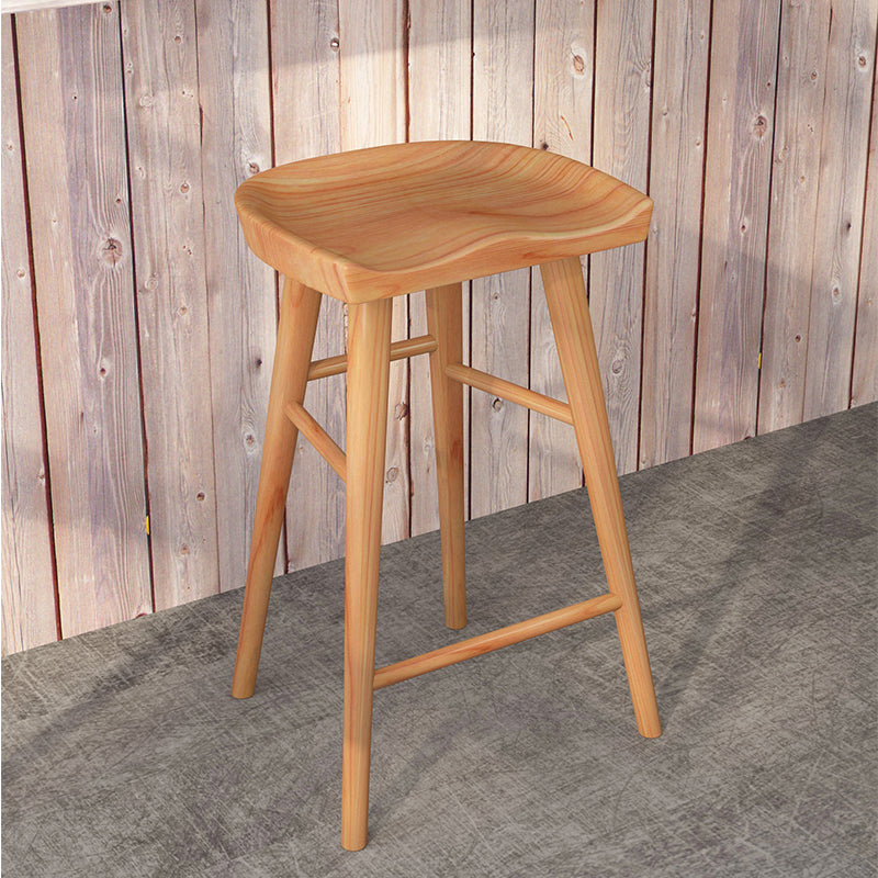 Armless Saddle Seat Counter Stool Modern Solid Wood Footrest Bar Chair