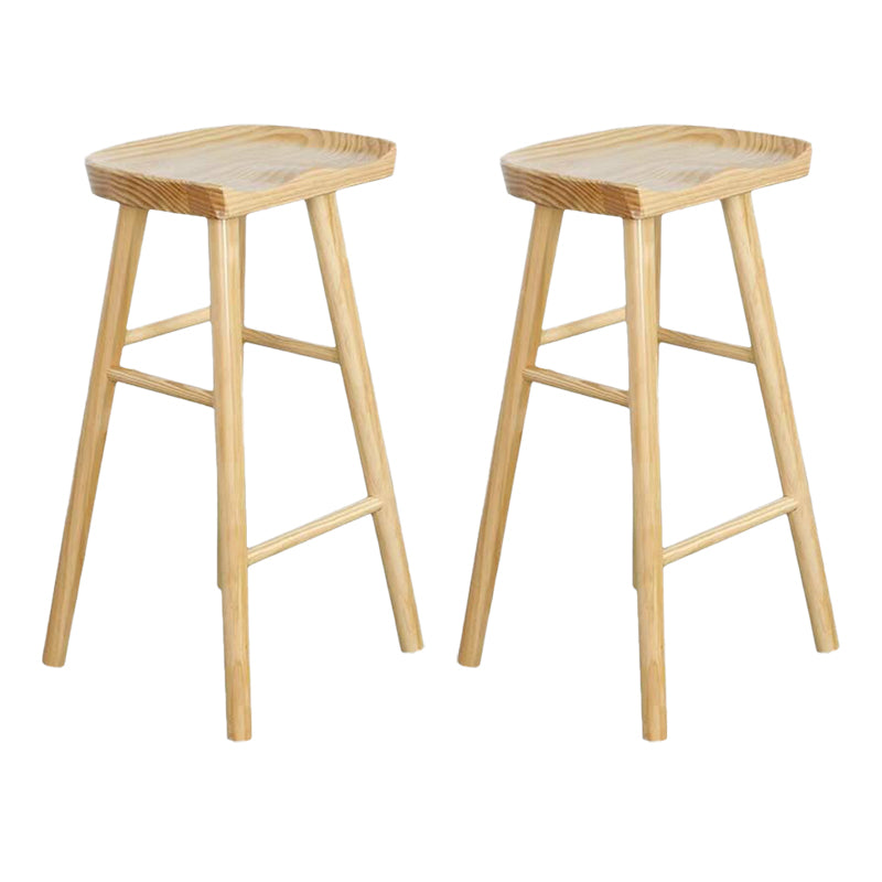 Armless Saddle Seat Counter Stool Modern Solid Wood Footrest Bar Chair