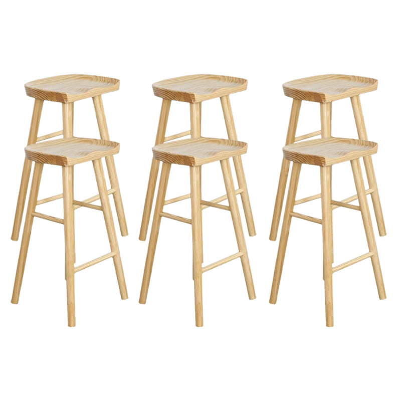 Armless Saddle Seat Counter Stool Modern Solid Wood Footrest Bar Chair