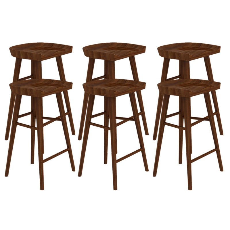 Armless Saddle Seat Counter Stool Modern Solid Wood Footrest Bar Chair