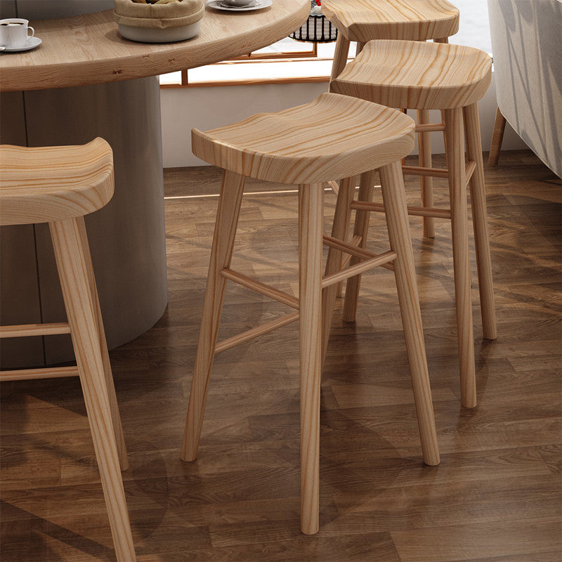 Armless Saddle Seat Counter Stool Modern Solid Wood Footrest Bar Chair