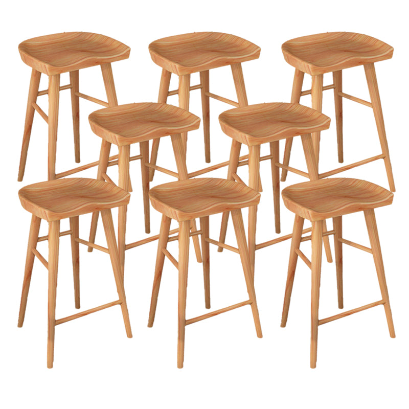 Armless Saddle Seat Counter Stool Modern Solid Wood Footrest Bar Chair